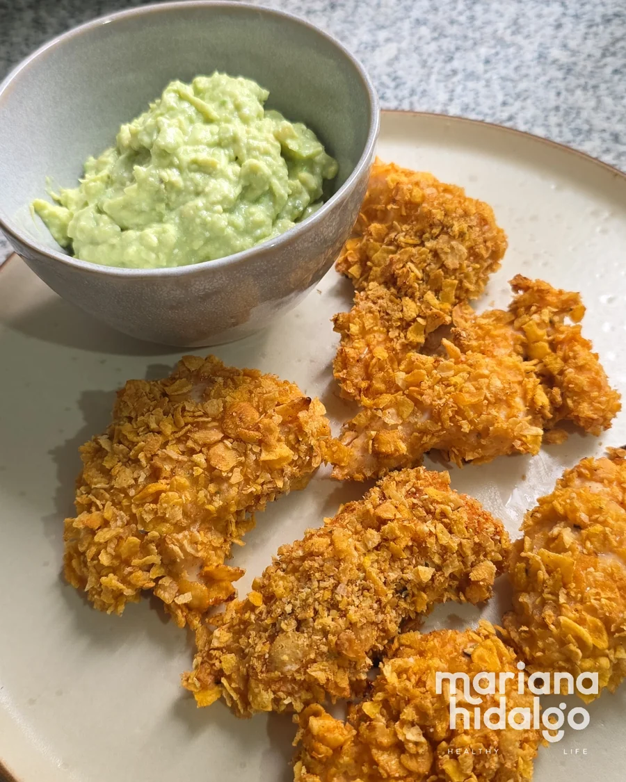 Pollo crispy saludable con guacamole, receta de Mariana Hidalgo